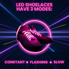 LED Shoelace 7 Pair Pack Light Up 3 Modes Glow In The Dark Shoelaces