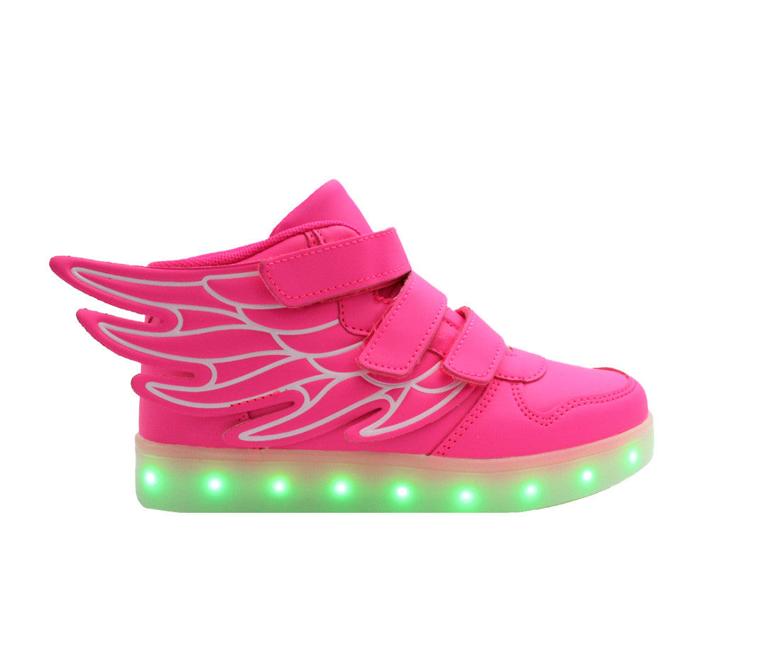 Kids High Top Wing Walker (Pink) - LED SHOE SOURCE,  Shoes - Fashion LED Shoes USB Charging light up Sneakers Adults Unisex Men women kids Casual Shoes High Quality
