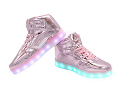 High Top Shine (Pink) - LED SHOE SOURCE,  Shoes - Fashion LED Shoes USB Charging light up Sneakers Adults Unisex Men women kids Casual Shoes High Quality