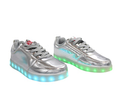 Low Top Shiny (Silver) - LED SHOE SOURCE,  Shoes - Fashion LED Shoes USB Charging light up Sneakers Adults Unisex Men women kids Casual Shoes High Quality