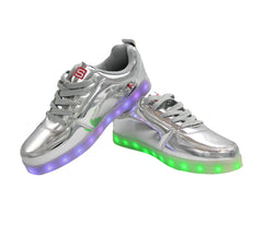 Low Top Shiny (Silver) - LED SHOE SOURCE,  Shoes - Fashion LED Shoes USB Charging light up Sneakers Adults Unisex Men women kids Casual Shoes High Quality