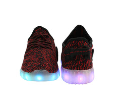 Sport Knit (Black & Red) - LED SHOE SOURCE,  Shoes - Fashion LED Shoes USB Charging light up Sneakers Adults Unisex Men women kids Casual Shoes High Quality