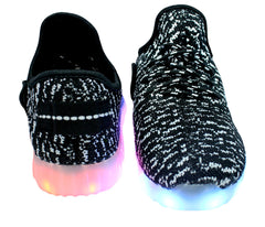 Sport Knit (Black & White) - LED SHOE SOURCE,  Shoes - Fashion LED Shoes USB Charging light up Sneakers Adults Unisex Men women kids Casual Shoes High Quality