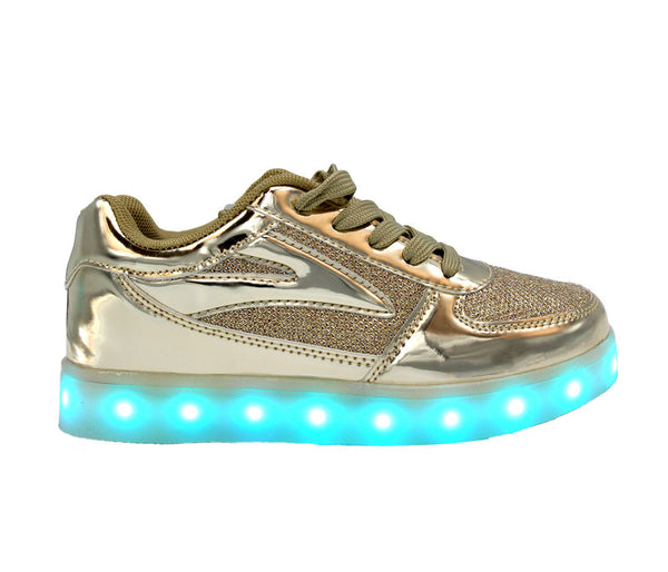 LED Light Up Shoes | Shiny Gold Fusion | LED Fashion Sneakers – LED ...