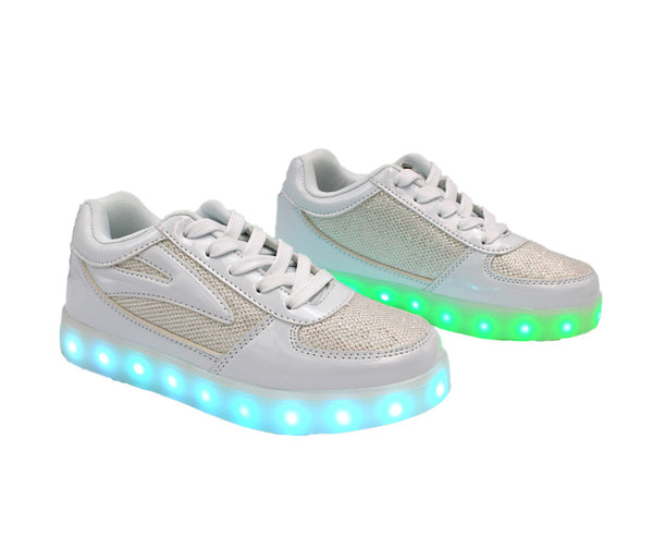 LED Light Up Shoes | Shiny White Fusion | LED Fashion Sneakers – LED ...