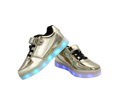 Kids Low Top Shine (Gold) - LED SHOE SOURCE,  Shoes - Fashion LED Shoes USB Charging light up Sneakers Adults Unisex Men women kids Casual Shoes High Quality