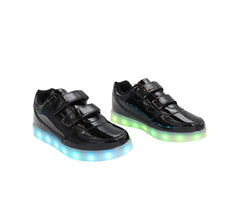 Kids Low Top Shiny (Black) - LED SHOE SOURCE,  Shoes - Fashion LED Shoes USB Charging light up Sneakers Adults Unisex Men women kids Casual Shoes High Quality