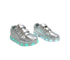 Kids Low Top Shiny (Silver) - LED SHOE SOURCE,  Shoes - Fashion LED Shoes USB Charging light up Sneakers Adults Unisex Men women kids Casual Shoes High Quality